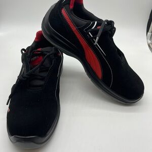 Puma Mens Touring Suede Low Industrial Sneakers, Black Red, Size 9.5